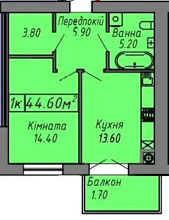ЖК СКАНДИНАВІЯ — 44.6 м²