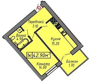 ЖК СКАНДИНАВІЯ — 42.9 м²