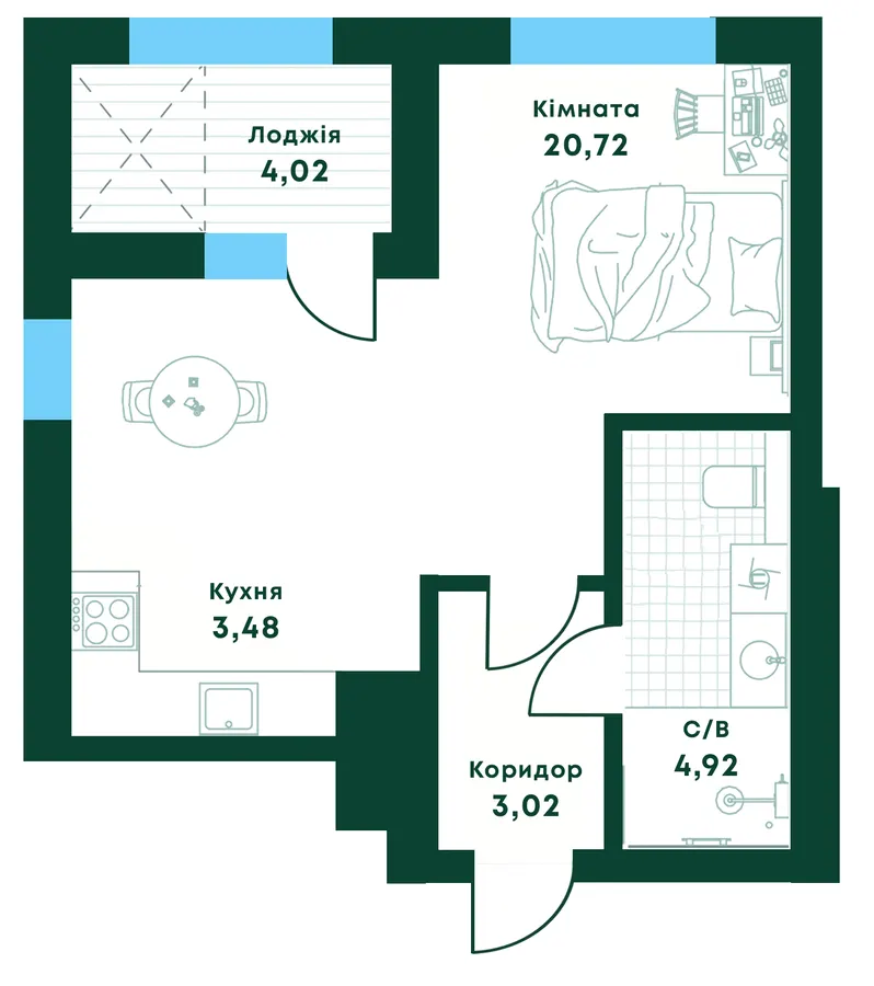 ЖК Dobre Misto — 36.2 м²