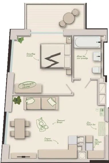 ЖК Woodside — 49 м²