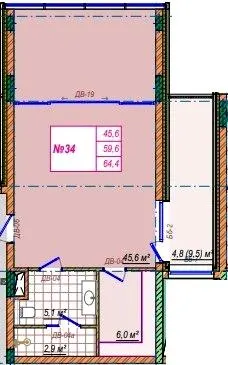 Апарт-комплекс Crystal Hills — 64.4 м²