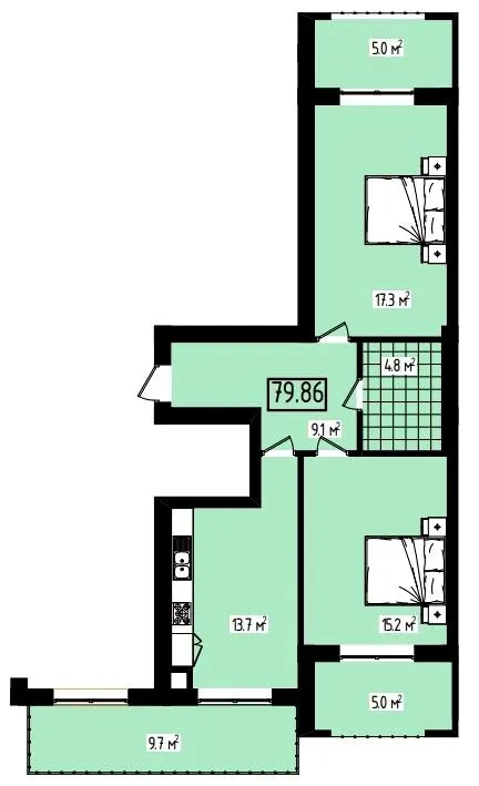 ЖК Італійський квартал — 79.9 м²
