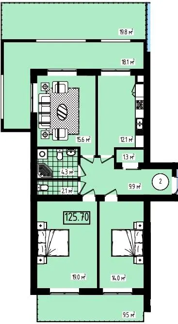 ЖК Італійський квартал — 125.7 м²