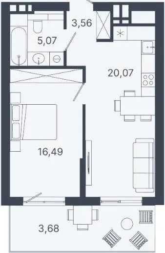 ЖК Шелест — 48.9 м²