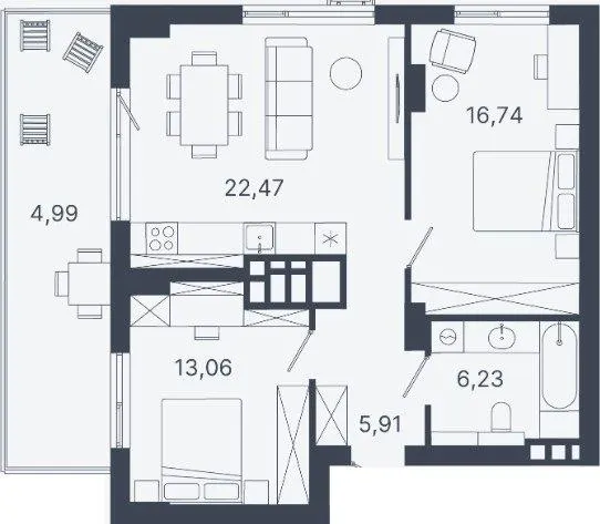 ЖК Шелест — 69.4 м²