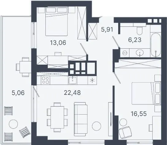 ЖК Шелест — 69.3 м²