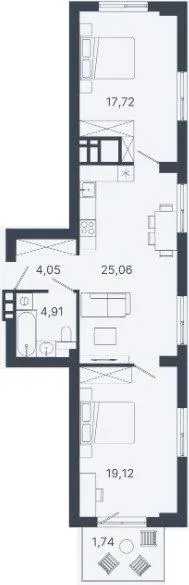 ЖК Шелест — 72.6 м²
