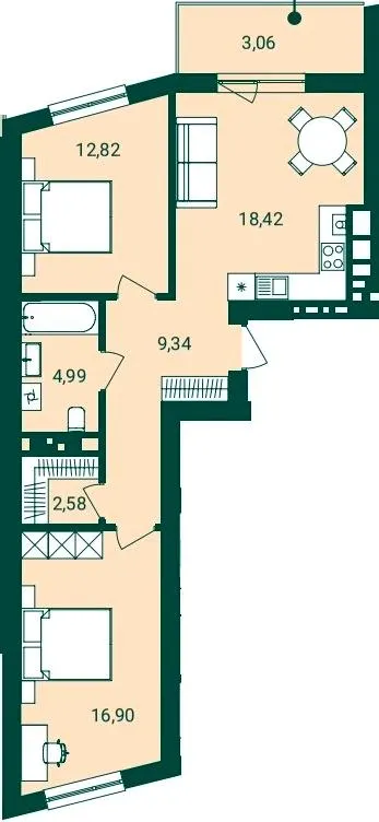 ЖК Novatsia — 68.1 м²