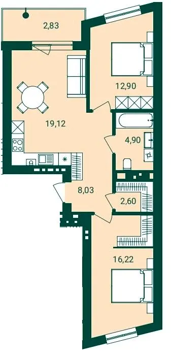 ЖК Novatsia — 66.6 м²