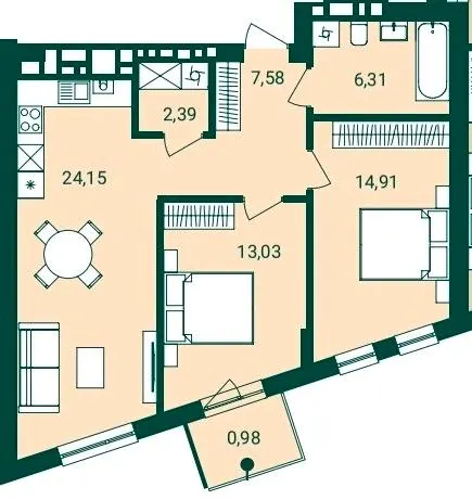 ЖК Novatsia — 69.4 м²