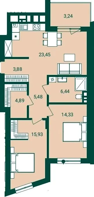 ЖК Novatsia — 77.7 м²