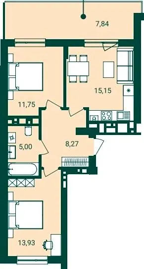 ЖК Novatsia — 61.9 м²