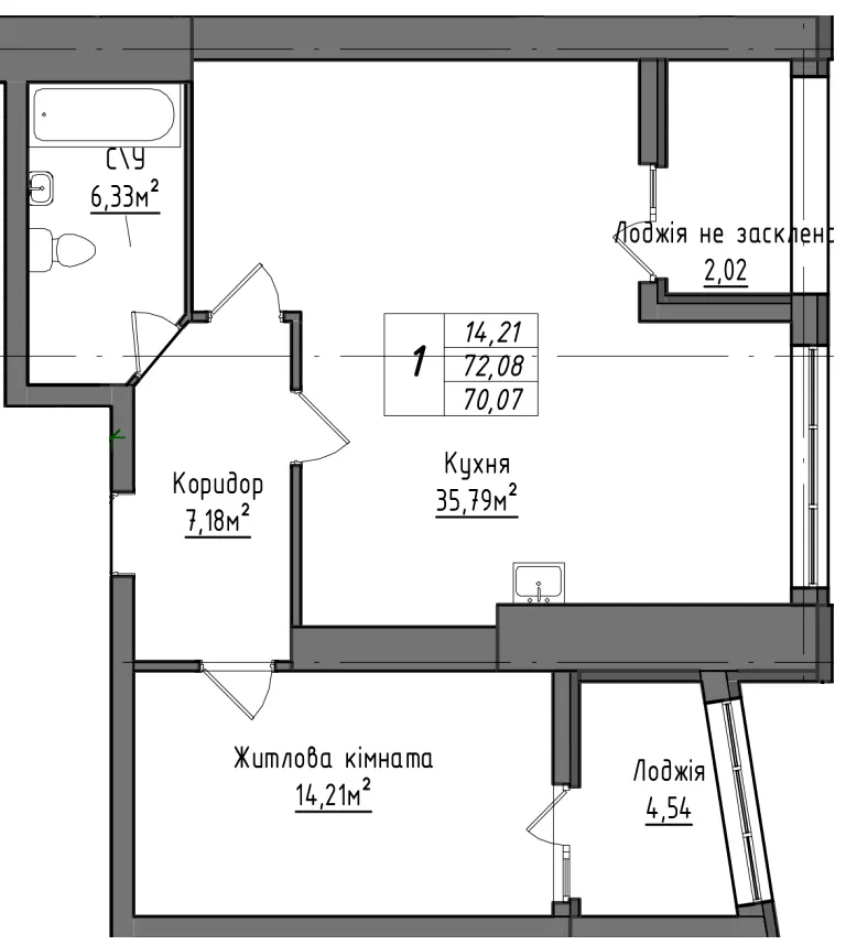 ЖК Королівська гірка — 70.1 м²