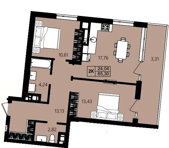 Житловий квартал CONTINENT — 65.3 м²