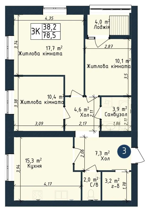 ЖК ODESA CITY — 78.5 м²