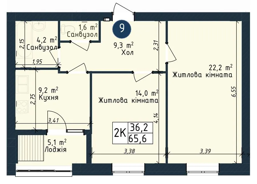 ЖК ODESA CITY — 65.6 м²