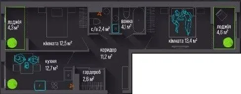 ЖК City — 68 м²