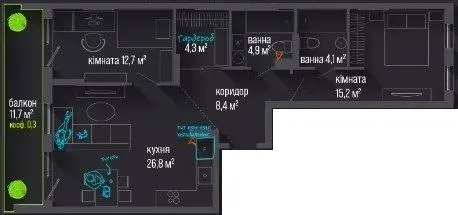 ЖК City — 80 м²