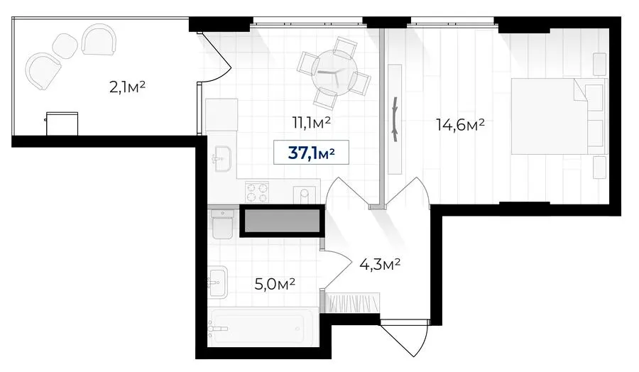 ЖК Гармонія — 37.1 м²