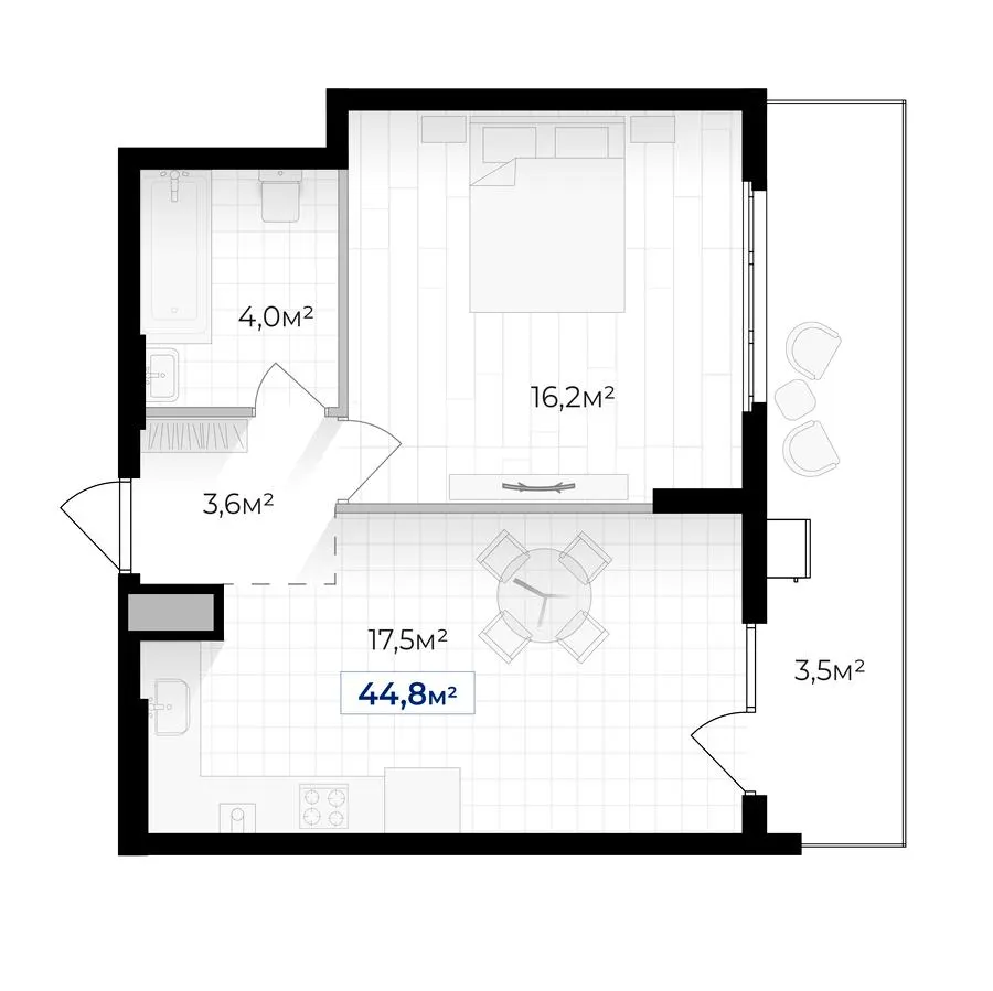ЖК Гармонія — 44.8 м²
