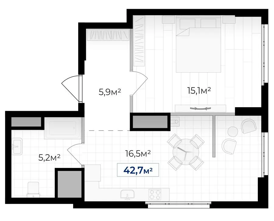 ЖК Гармонія — 42.7 м²