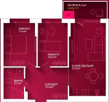 ЖК Family Plaza 2 — 61 м²