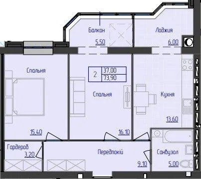 ЖК Атлант — 73.9 м²
