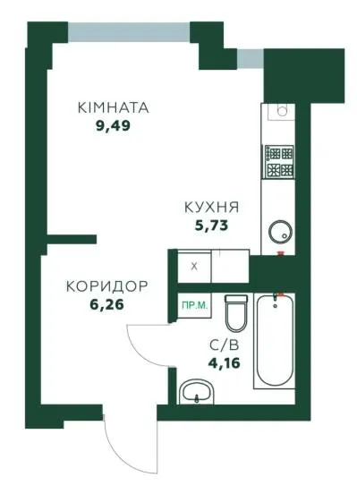 ЖК Dobre Misto — 25.4 м²
