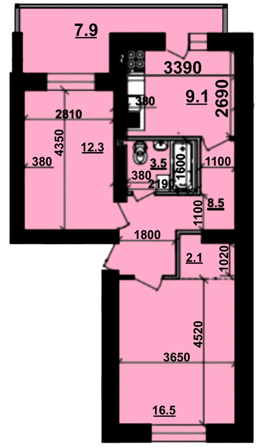 ЖБК Перлина Дунаю — 59.9 м²