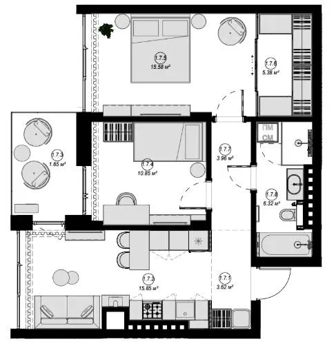 ЖК Eden Park — 63.4 м²