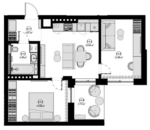 ЖК Eden Park — 53.5 м²