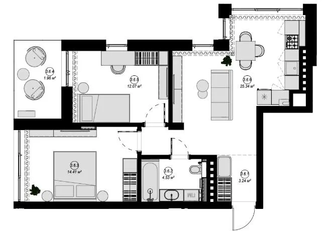 ЖК Eden Park — 58.3 м²