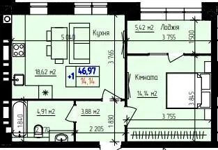 ЖК Перлина Проскурова-7 — 47 м²