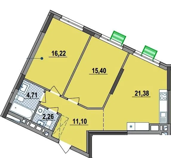 ЖК H2O — 71.1 м²