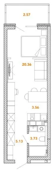 1-комнатная квартира, 35 м², вул. Срібнокільська, 5, Киев
