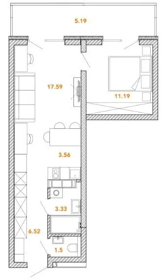 2-комнатная квартира, 49 м², вул. Срібнокільська, 5, Киев