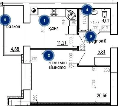 вул. Володимира Великого — 46.6 м²