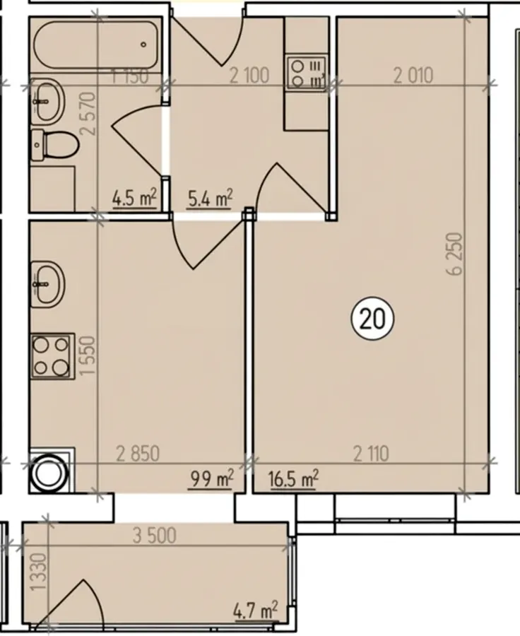 вул. Нарбутівська, 10 — 41 м²