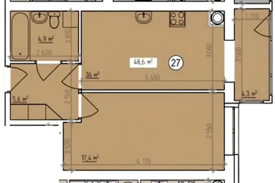 вул. Нарбутівська, 10 — 48.6 м²