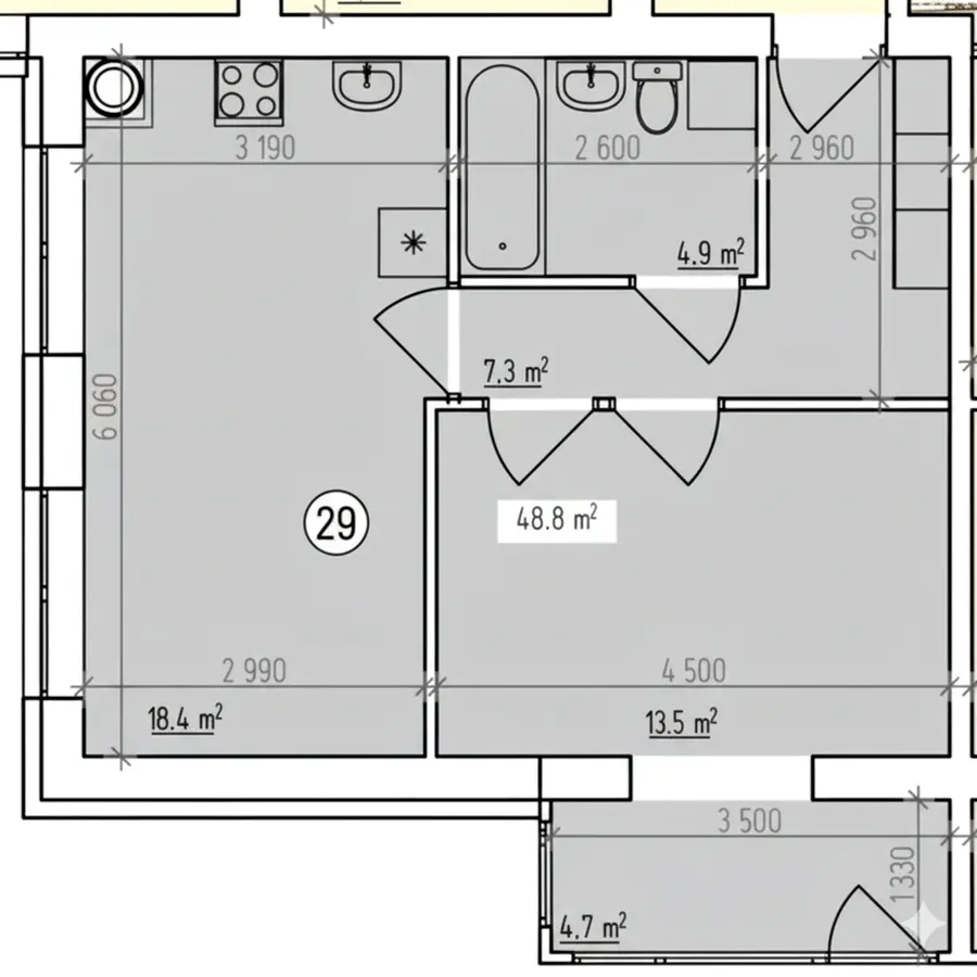 вул. Нарбутівська, 10 — 48.8 м²