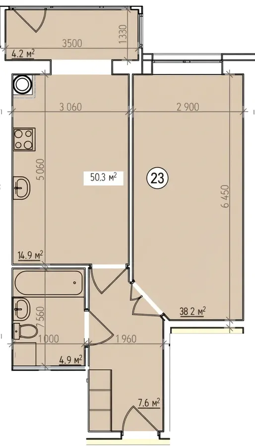 вул. Нарбутівська, 10 — 50.3 м²