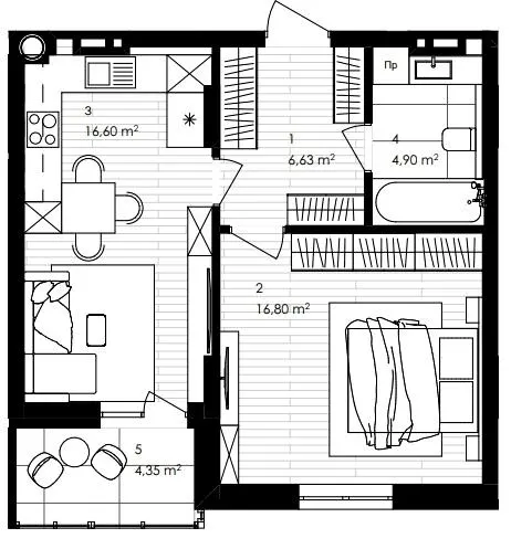 ЖК GREENHOUSE KALYNIV — 49.3 м²