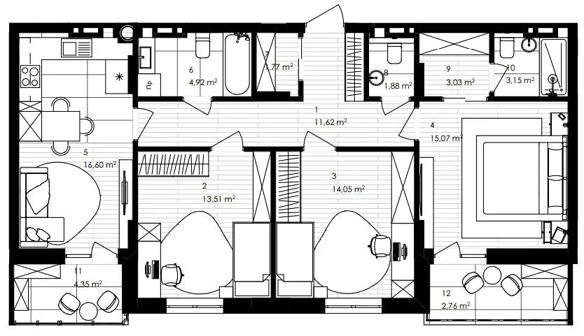 ЖК GREENHOUSE KALYNIV — 92.7 м²