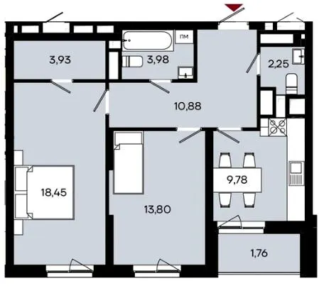 ЖК Ривер Сити — 64.8 м²