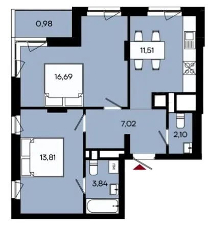 2-комнатная квартира, 56 м², Тетеревський бульвар, Житомир