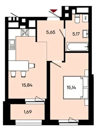1-комнатная квартира, 44 м², Тетеревський бульвар, Житомир — фото 1