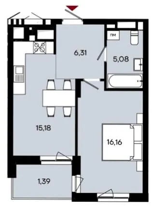ЖК Ривер Сити — 44.1 м²