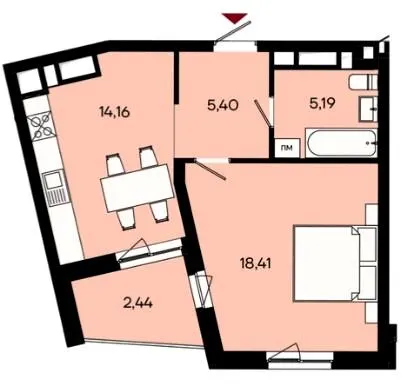 ЖК Ривер Сити — 45.6 м²