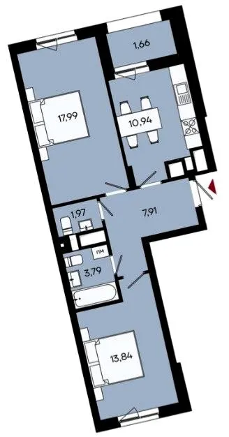 ЖК Ривер Сити — 58.1 м²