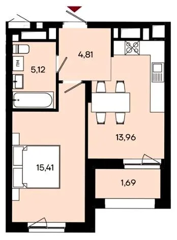 1-кімнатна квартира, 41 м², Тетеревський бульвар, Житомир — фото 1